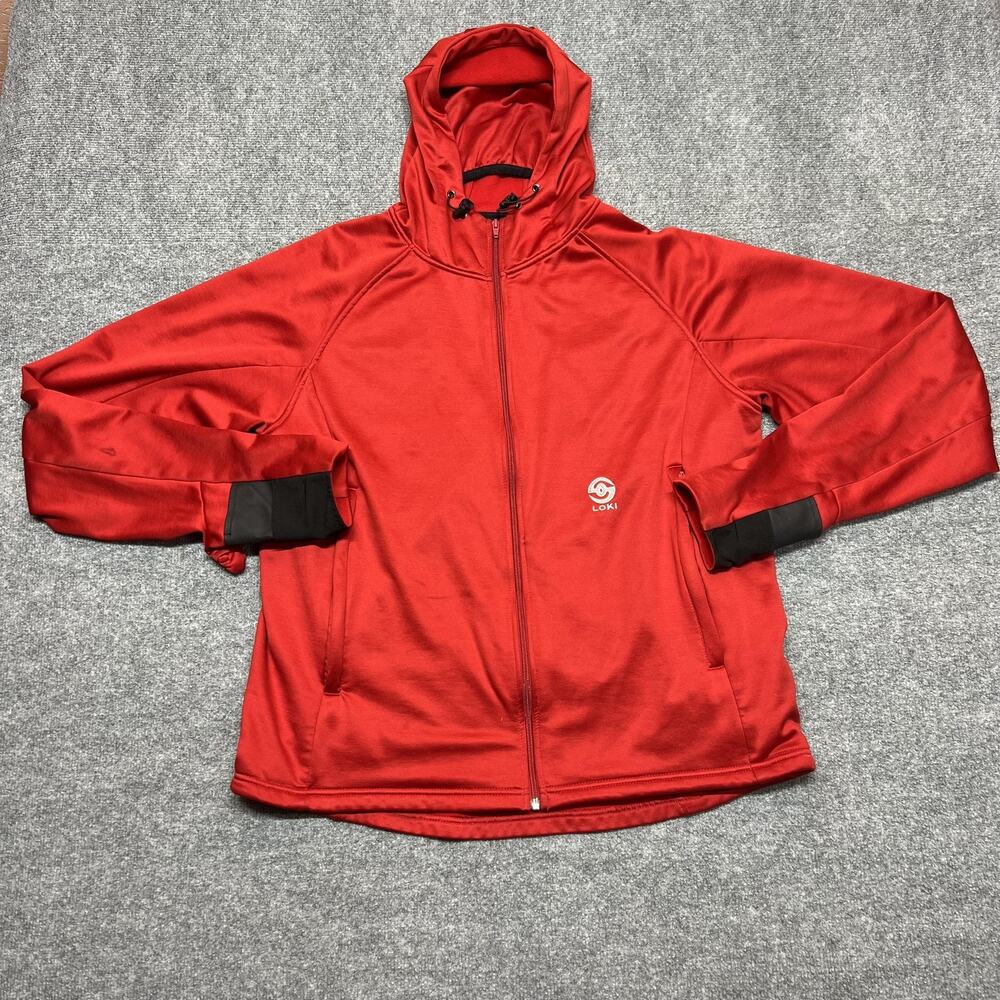 Loki All In One Tech Hoodie Mens XL Red Full Zip Tech Fleece Jacket Thumbhole